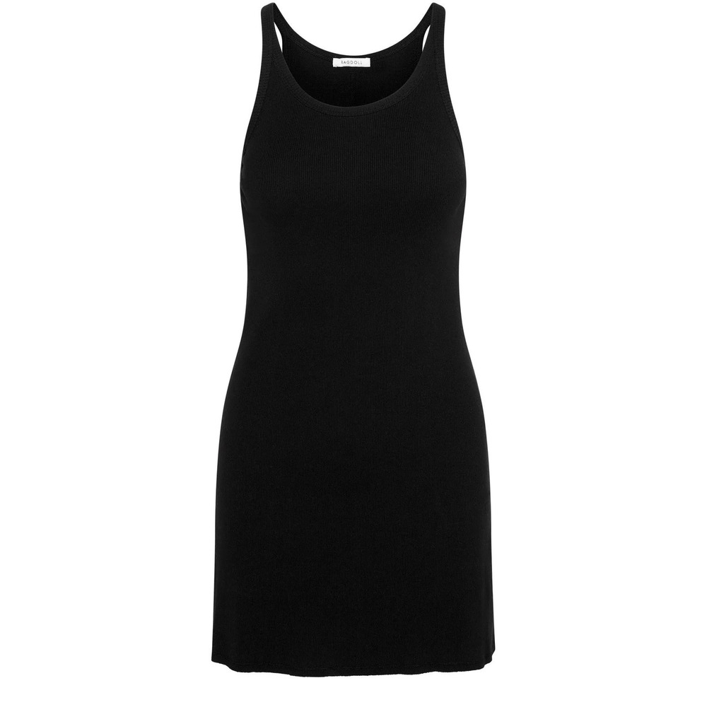 Ragdoll LA Ribbed Tank Dress Black Scoop Neck‎ Racerback Mini Dress Womens Small